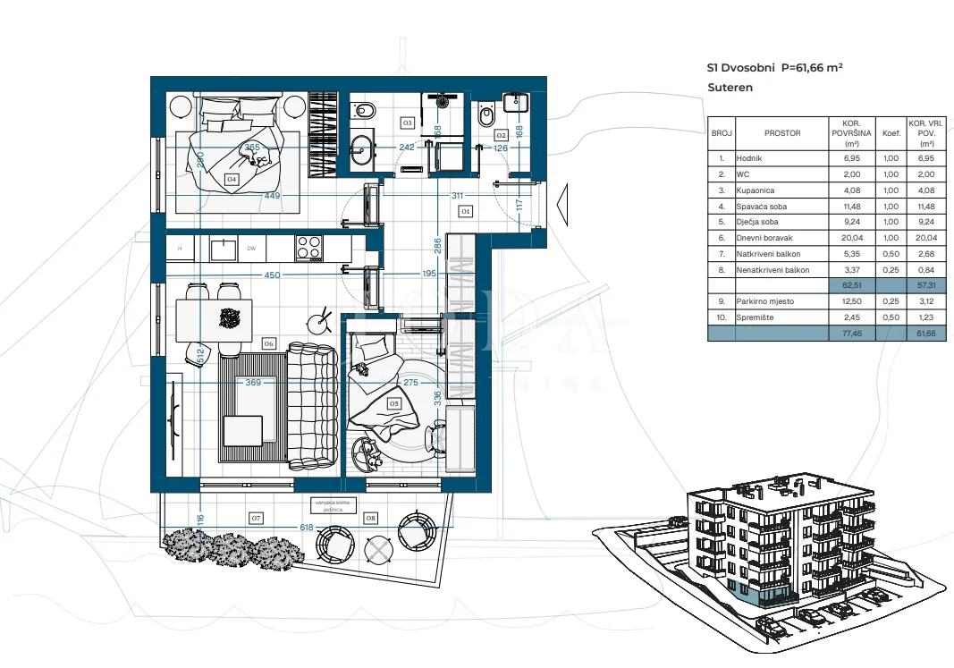 Apartment - Novi Vinodolski, 61.87m2