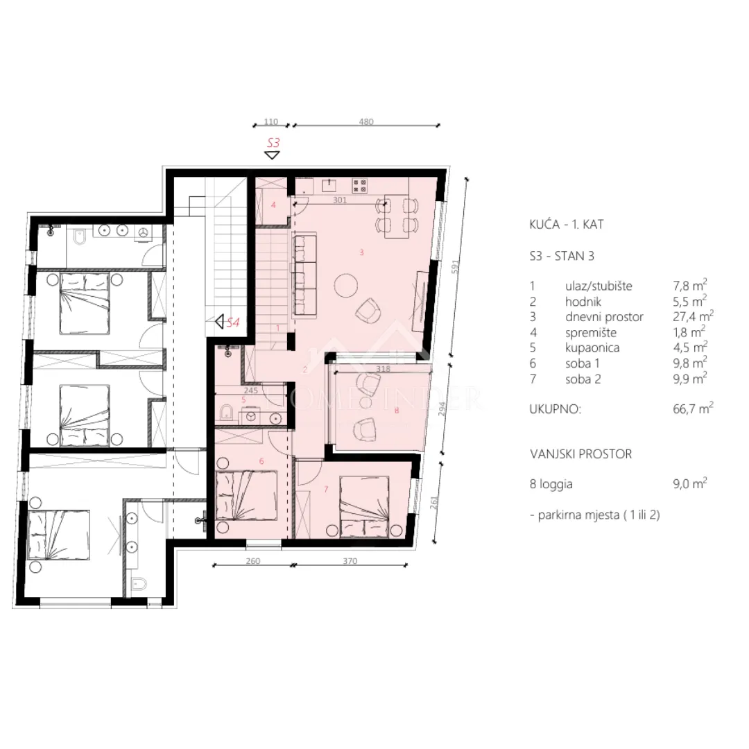 Apartment - Kolan, 73.7m2