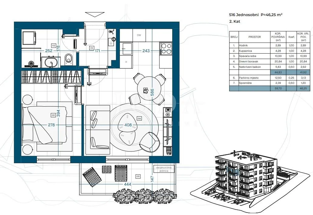 Apartment - Novi Vinodolski, 45.61m2