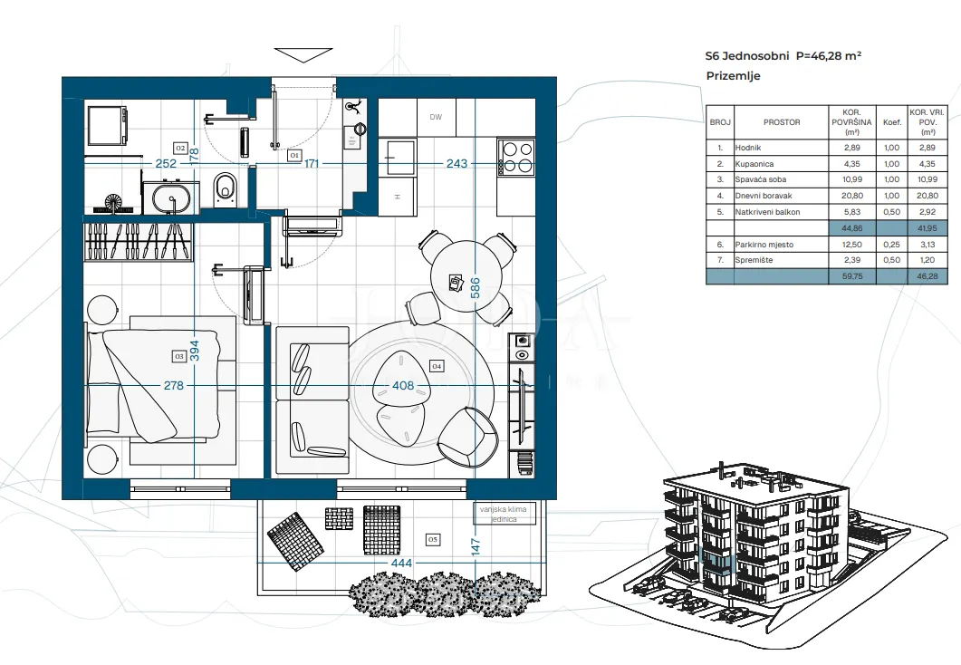 Apartment - Novi Vinodolski, 45.64m2
