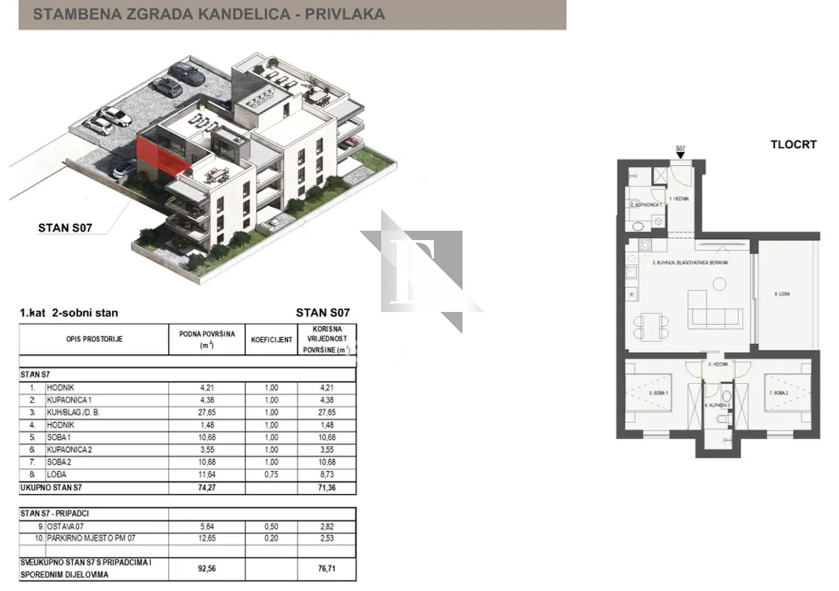 Apartment - Privlaka, 77.61m2