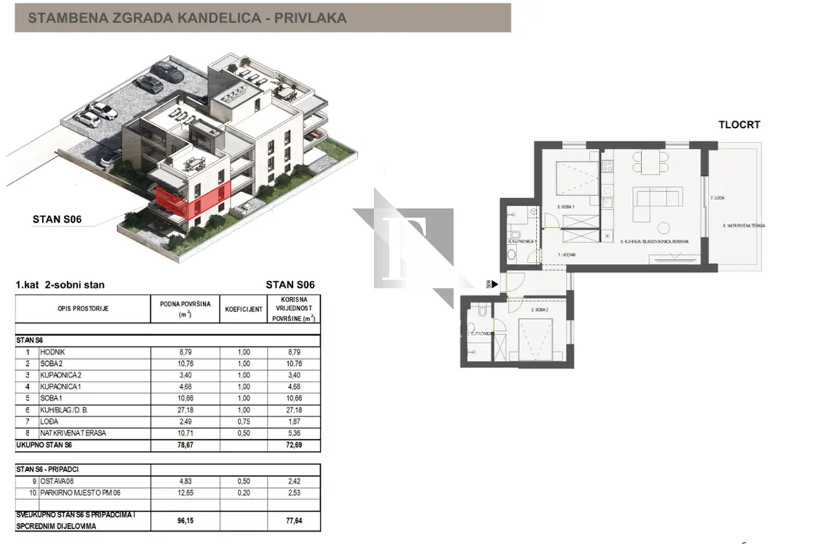 Apartment - Privlaka, 77.64m2