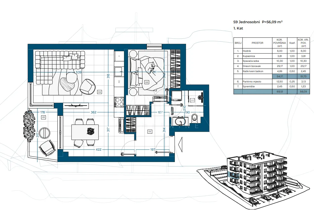 Apartment - Novi Vinodolski, 55.45m2