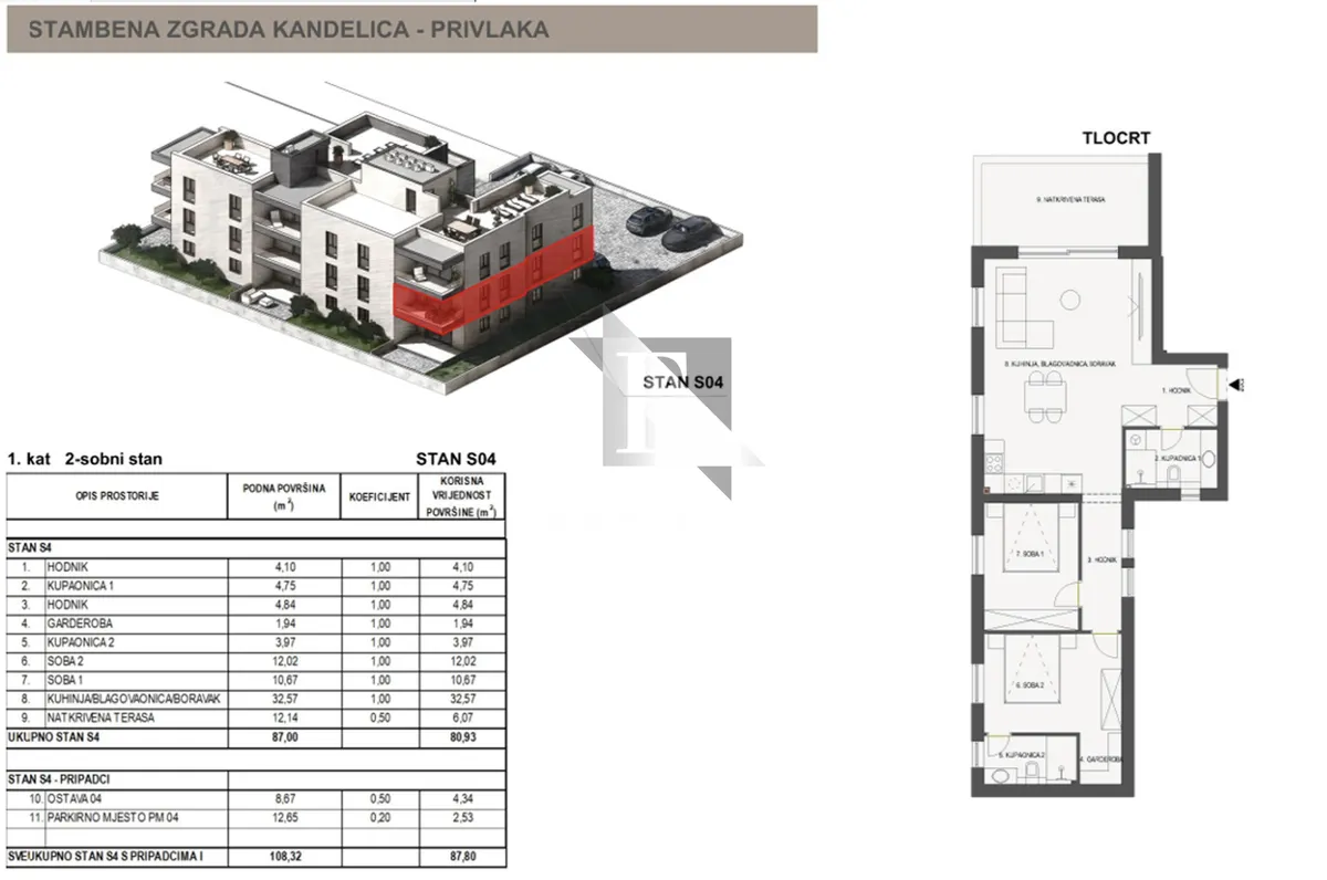Apartment - Privlaka, 87.8m2