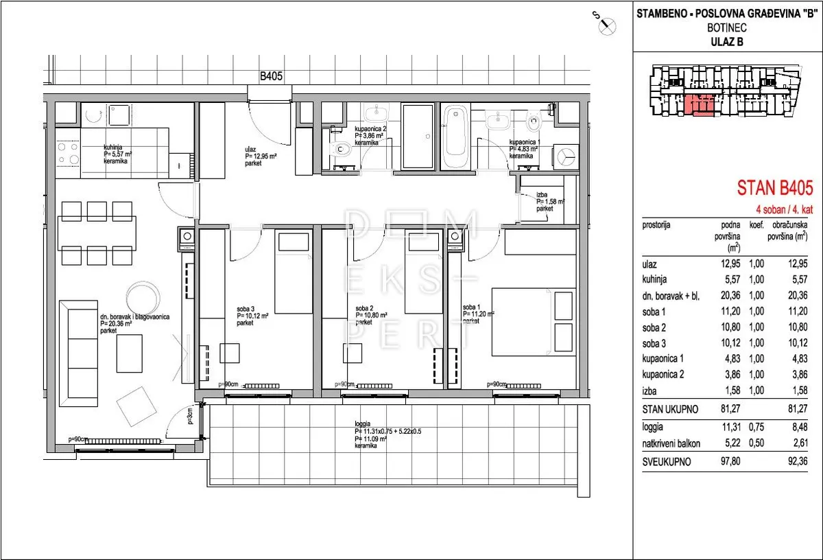 Stan - Novi Zagreb - Zapad, 92.36m2