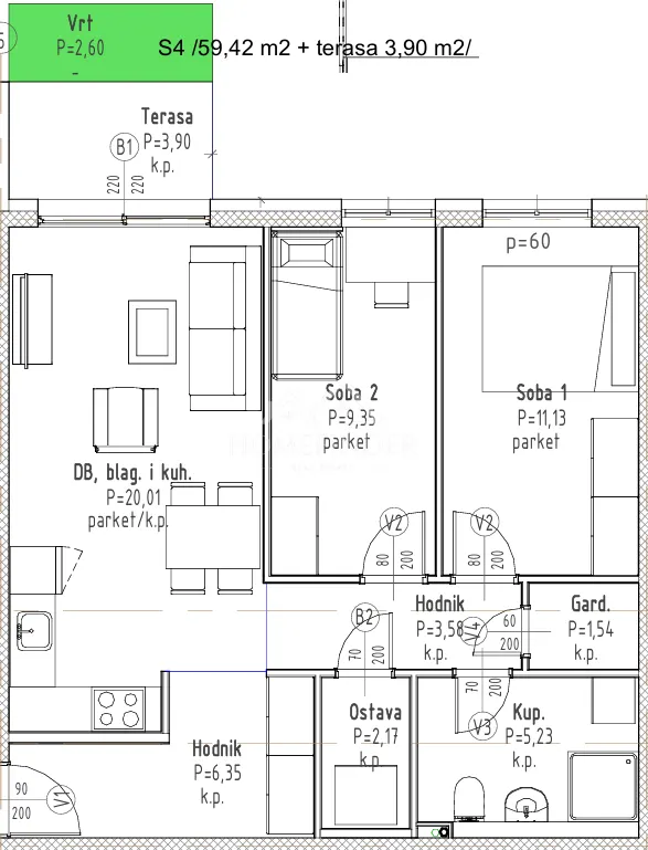 Apartment - Velika Gorica - Okolica, 60.46m2