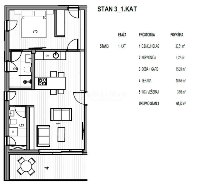 Apartment - Krk, 64.53m2