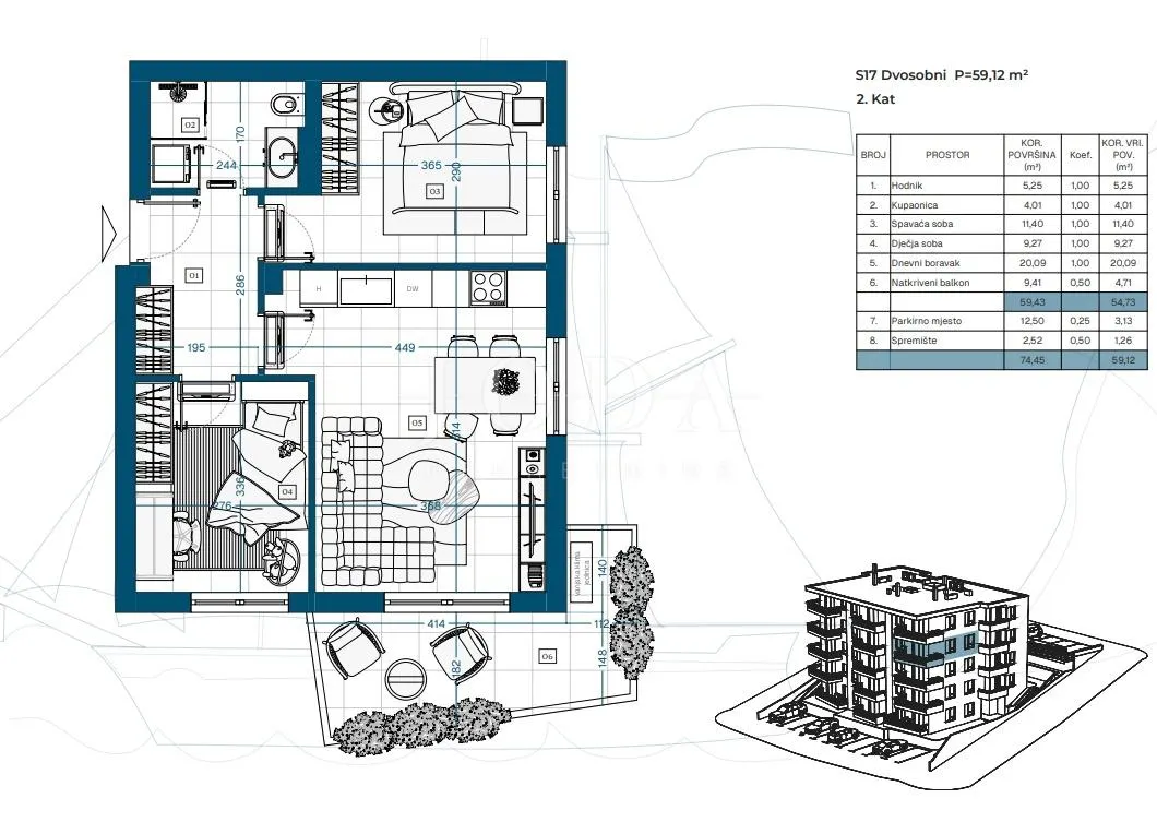 Apartment - Novi Vinodolski, 58.48m2