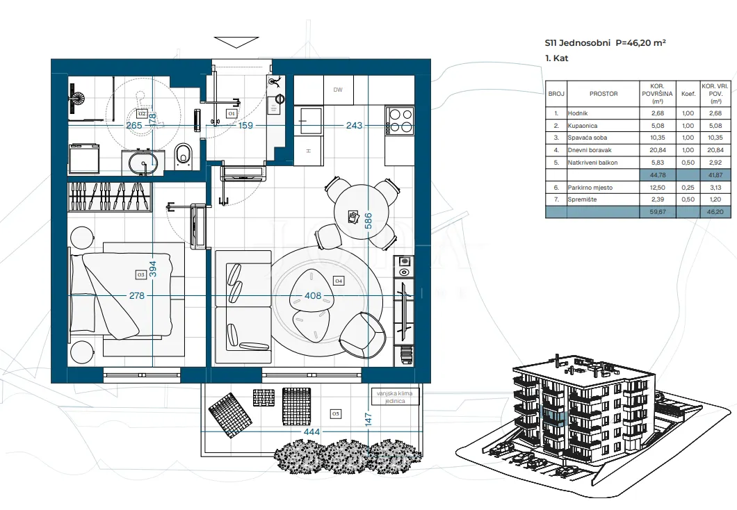 Apartment - Novi Vinodolski, 45.56m2