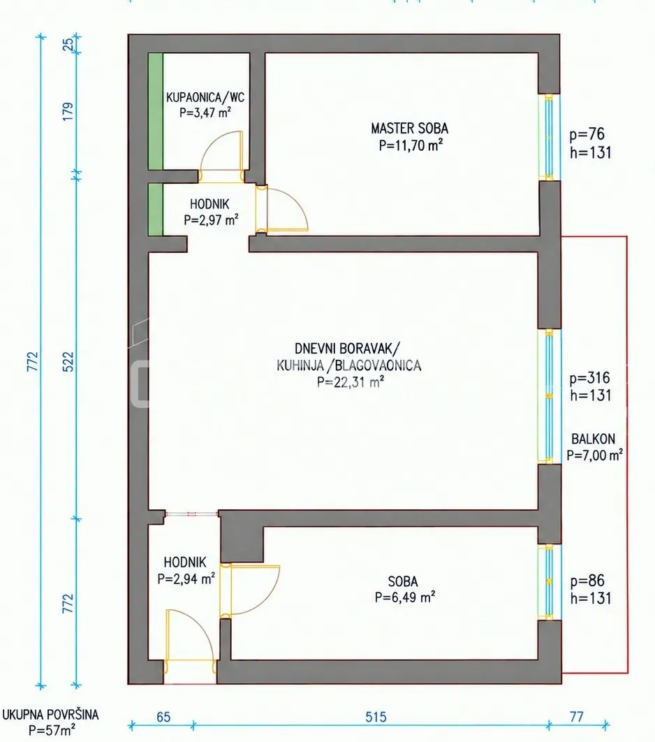 Apartment - Kosorova, Pešćenica, Zagreb, 56m2