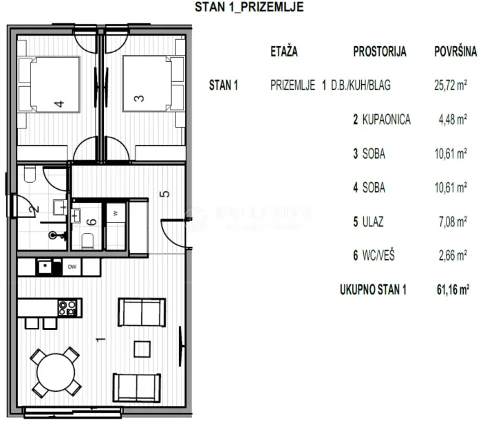 Apartment - Krk, 61.16m2
