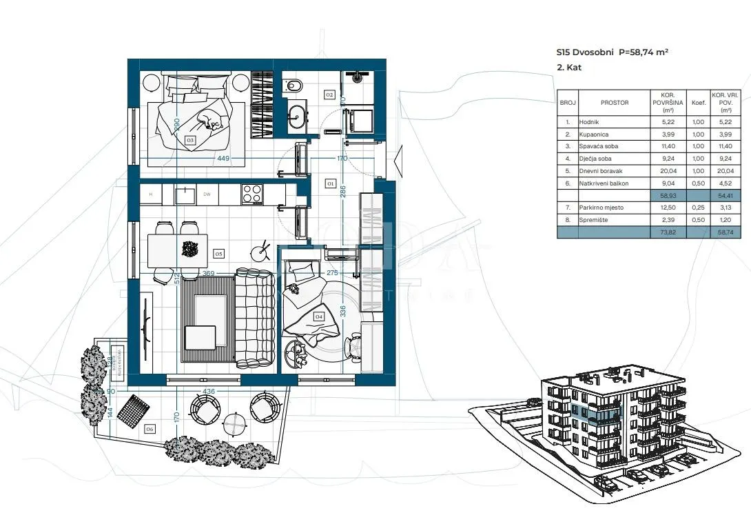 Apartment - Novi Vinodolski, 58m2