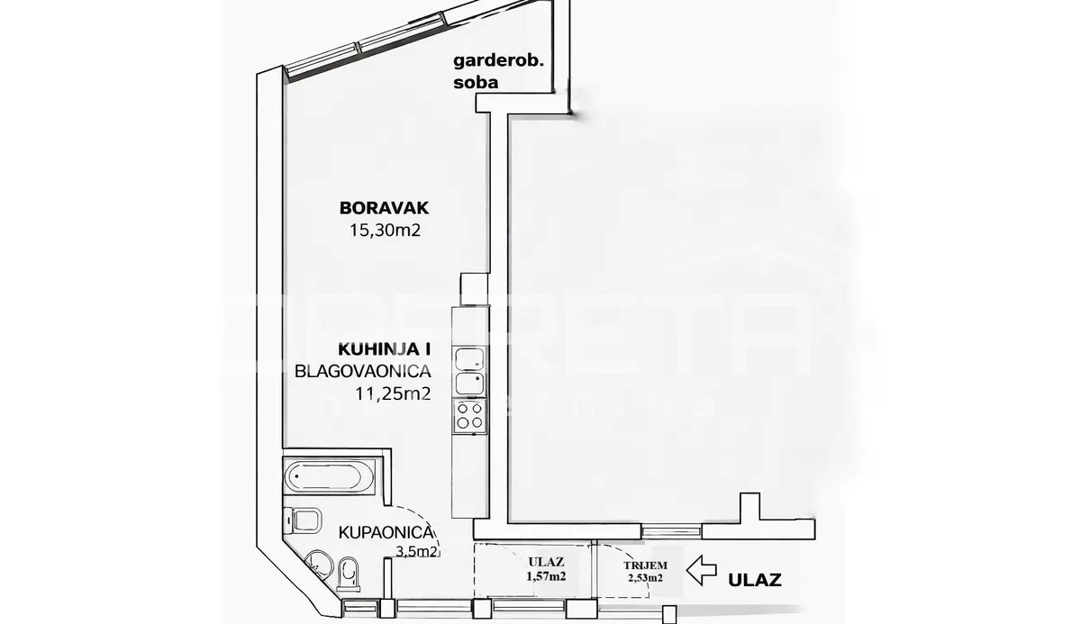 Stan - Kustošijanska ulica, Črnomerec, Zagreb, 34m2