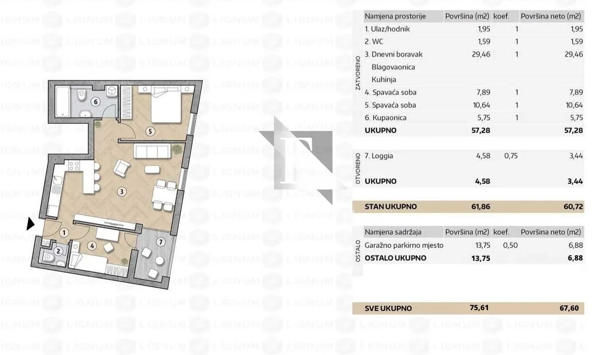 Apartment - Zadar, 68.12m2