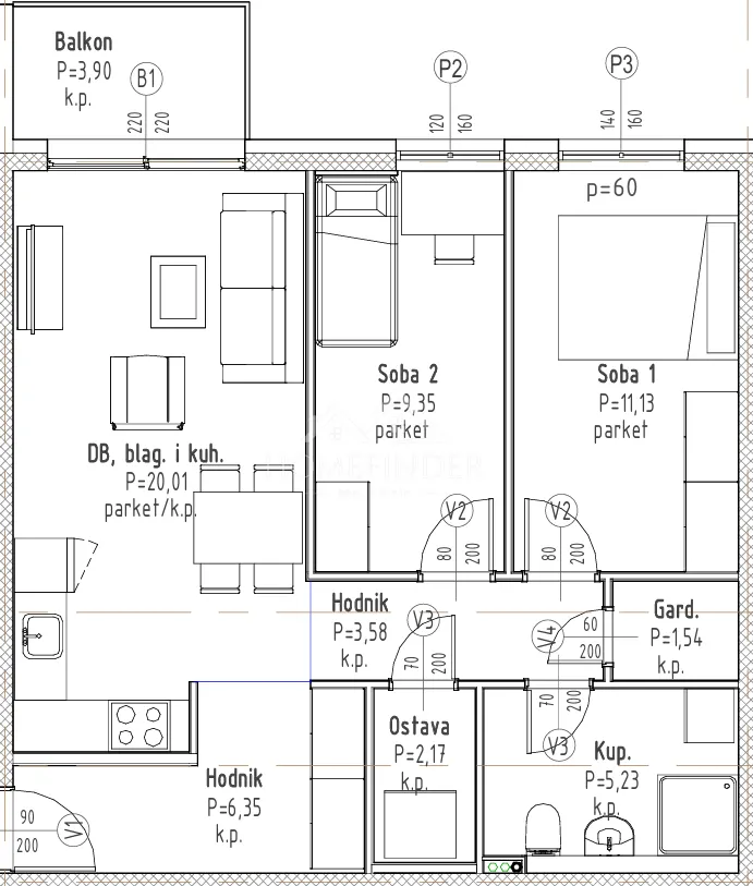 Apartment - Velika Gorica - Okolica, 61.37m2