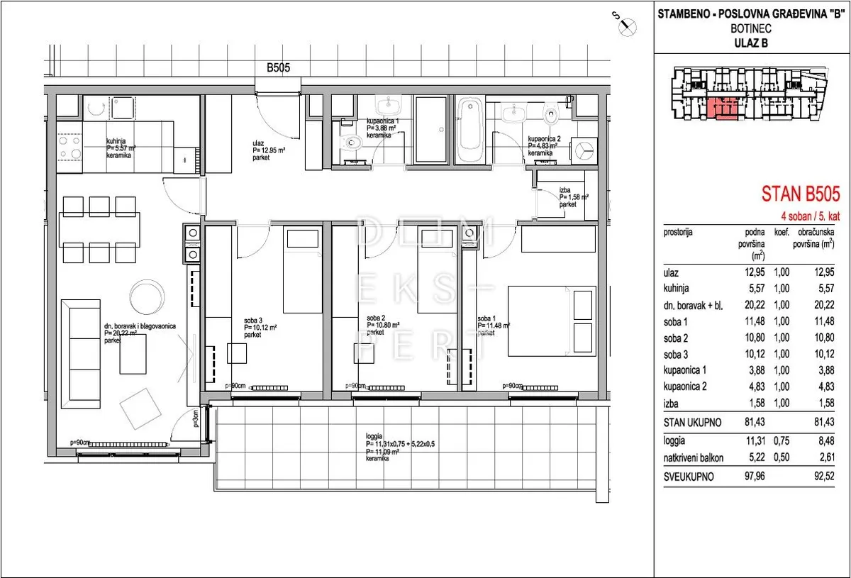 Stan - Novi Zagreb - Zapad, 92.52m2