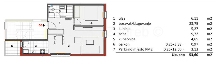 Stan - Jakuševec, Zagreb, 54m2