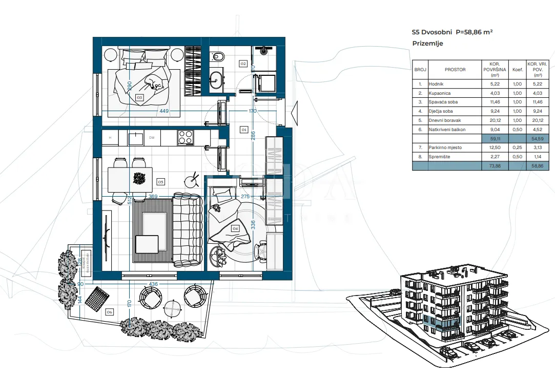 Apartment - Novi Vinodolski, 58.22m2
