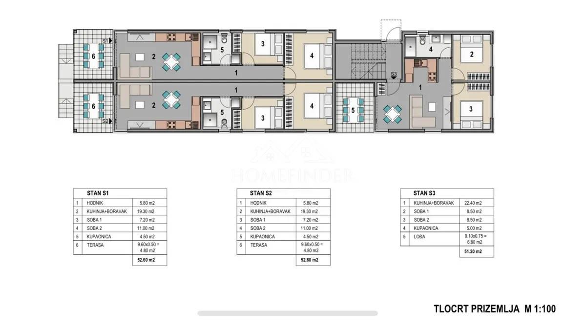 Apartment - Kolan, 53.7m2