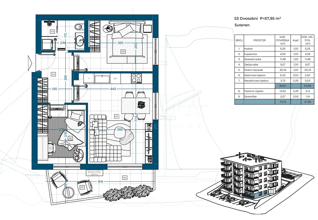 Apartment - Novi Vinodolski, 58.24m2