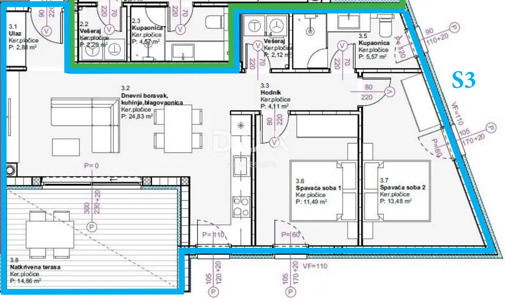 Stan - Vodice, 91.84m2