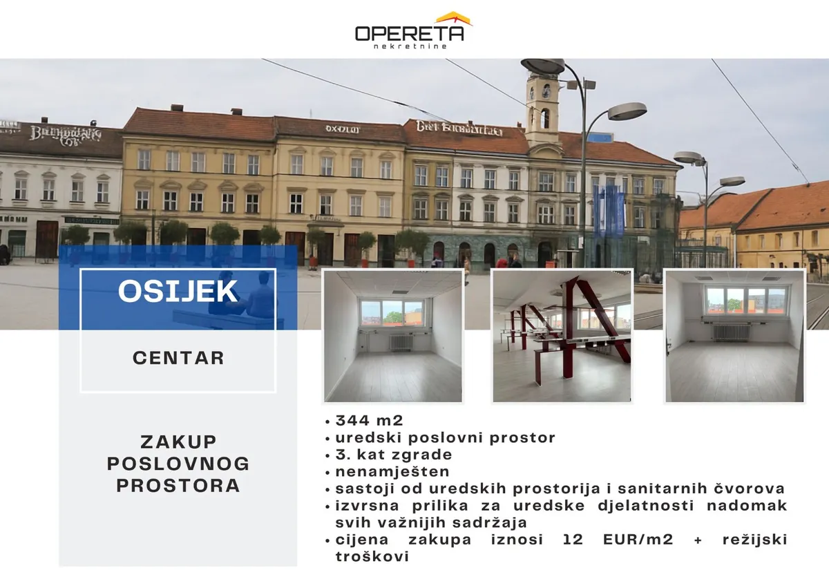 Ured - Trg Ante Starčevića, Osijek, Osijek, 343.84m2