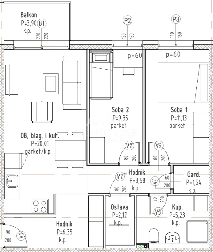 Apartment - Velika Gorica - Okolica, 61.37m2