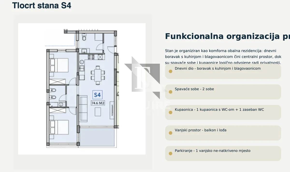 Apartment - Privlaka, 74.64m2
