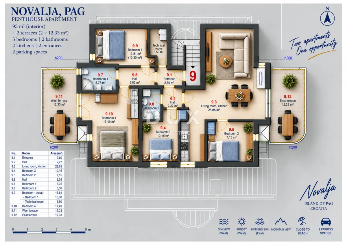 Apartment - Novalja, 95m2