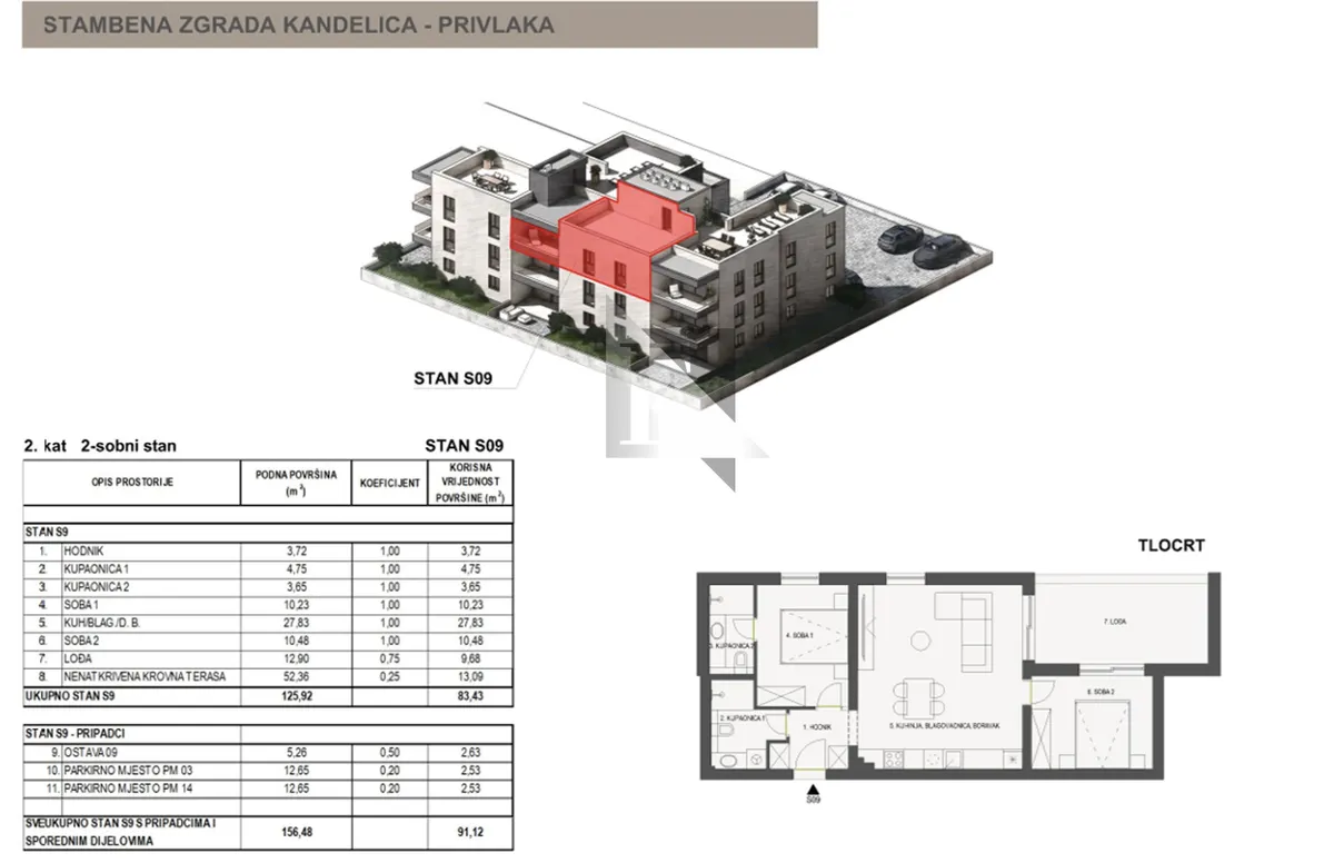 Apartment - Privlaka, 91.12m2