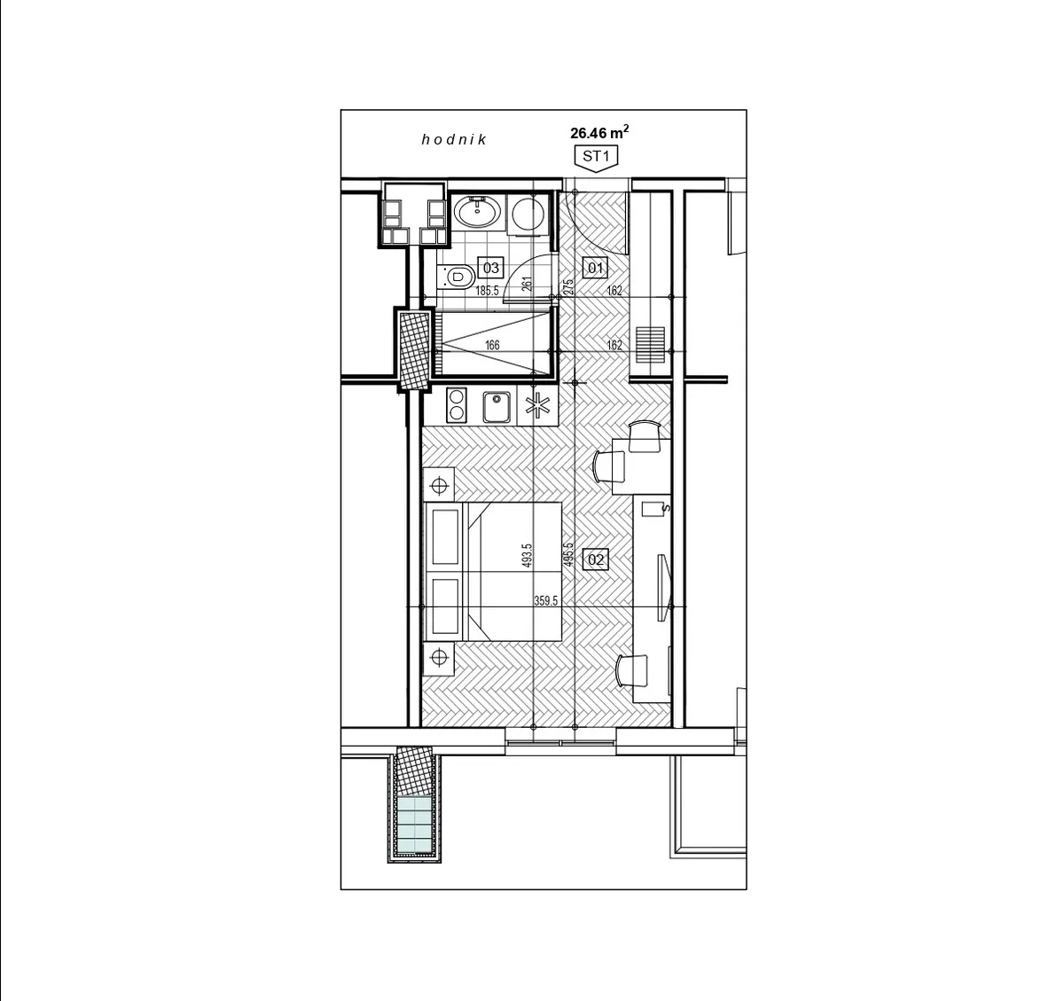 Stan - Trnje, 26.46m2