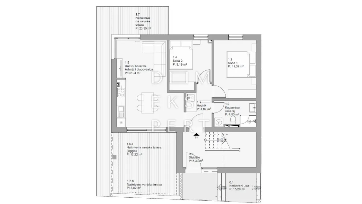 Stan - Povljana, 82.9m2
