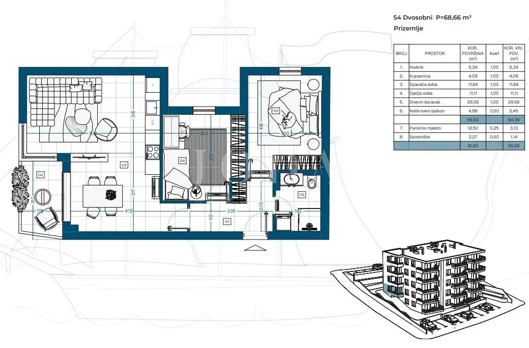 Apartment - Novi Vinodolski, 68.02m2