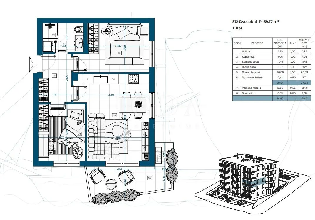 Apartment - Novi Vinodolski, 58.53m2