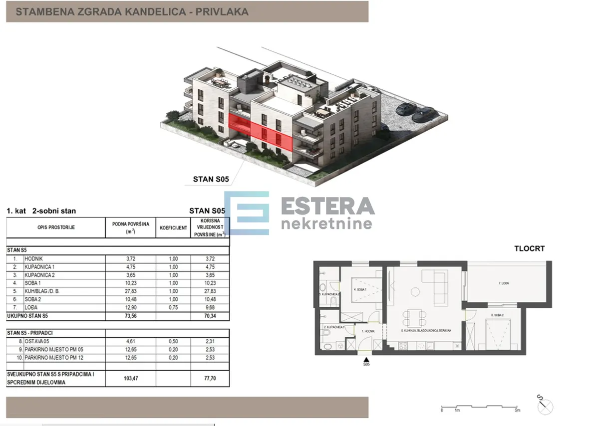 Stan - Privlaka, 78m2
