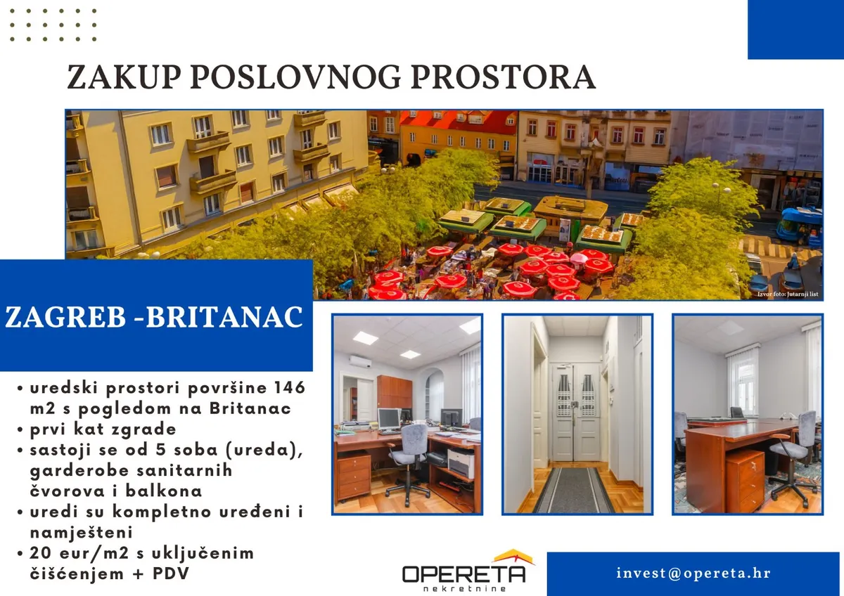 Ured - Britanac, Centar, Zagreb, 146m2