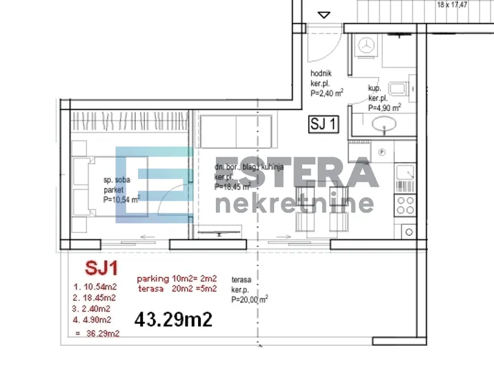 Stan - Pakoštane, 43m2